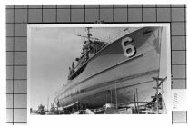 Exterior View- Ship #6.  On dry dock.  Starboard side view